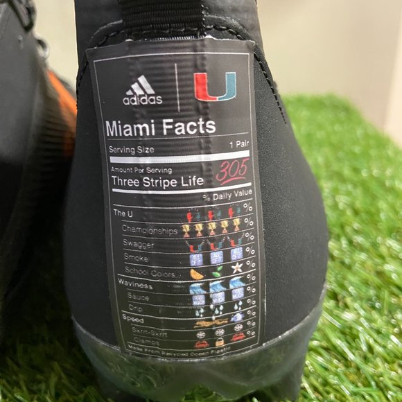 Adidas Scorch Miami Hurricanes PE Team Issue Football Cleats FY0719 Men\'s 14 NEW main image 7
